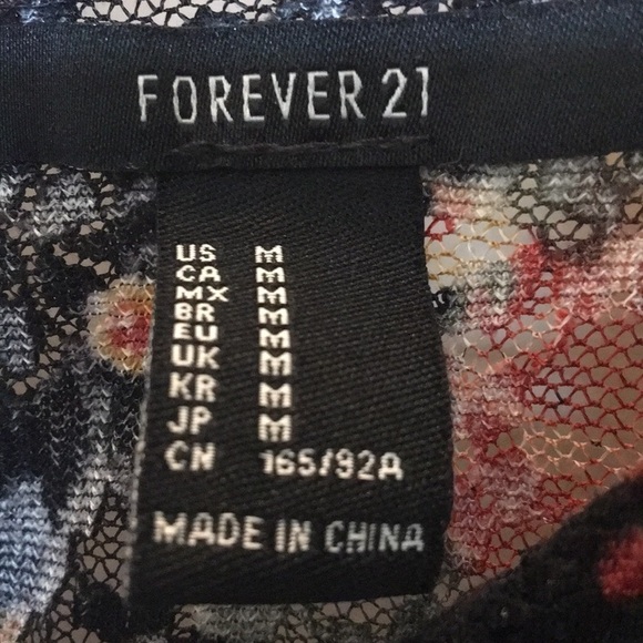 Black lace top by Forever 21 & Gray & pink stripes - Picture 4 of 8